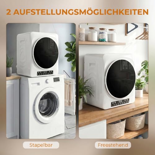 Mini sèche-linge à évacuation d'air 5 kg HOMCOM tactile avec 9 programmes - 7