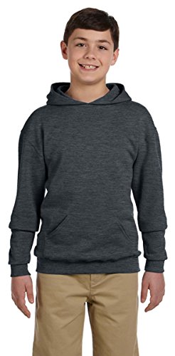 Jerzees Youth 8 oz, 50/50 NuBlend Fleece Pullover Hood, Medium, Black Heather