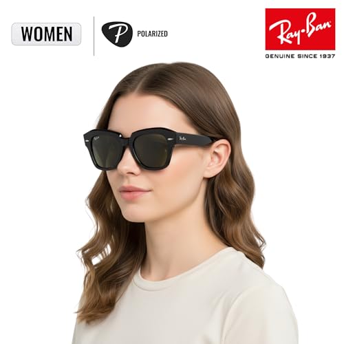 Image of Ray-Ban RB2186 STATE STREET Square Shaped Sunglasses for Women with Official RAYBAN Eyewear Kit