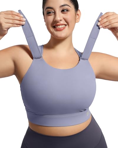 Image of Plus Size Sports Bras Medium-High Support Adjustable Racerback High Neck Wireless Everyday Workout Running Bra for Women