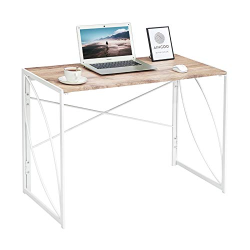 Aingoo Escritorio Plegable para computadora Escritorio Simple sin ensamblar Escritorio para Adultos y niños Oak