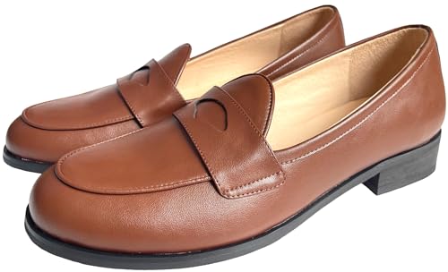 Image of Justar Men's Leather Penny Loafers Slip-On Tuxedo Dress Shoes Belgian for Business Casual Office