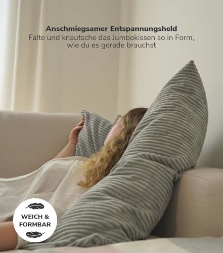 mokebo XXL Sofakissen 'Das Anschmiegsame', gemütliches Riesenkissen, XXL Kissen oder Jumbokissen mit Cordbezug, auch als Couchkissen, Liegekissen oder Bodenkissen in Anthrazit, 90x90x10 (B/H/T in cm)