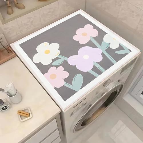 Homecloud (60cm x 60cm) Washer & Dryer Cover for Top, Non-Slip Washing Machine Top Protector Mat, Dustproof & Waterproof Mat for Most Washers, Refrigerator, Home Kitchen Laundry Room (Dark Brown)