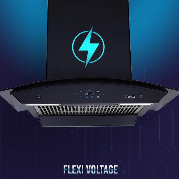 Image of Elica iSMART 5 STAR Performance 60 cm Filterless Heat Autoclean Kitchen Chimney with Inverter Technology, Remote Control and 15 Years Warranty (iSMART GLACE FL HAC 60 LTW NERO)