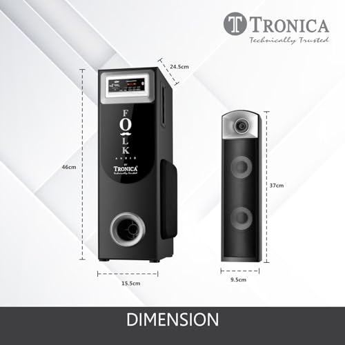 TRONICA Folk Audio Coupled SubWoofer 85W DigniFi Bluetooth Home Theater System 2.1 with FM/AUX/Pen Drive/Smart TV Support & Remote