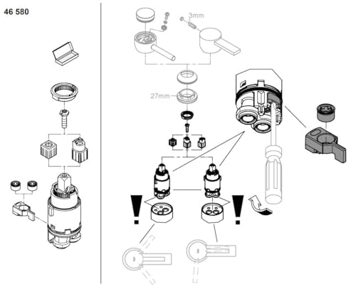 GROHE Ersatzteil, Keramik Kartusche 28 mm (mit keramischem Dichtsystem, variabel einstellbare Mengenbegrenzung, für Einhandmischer), 46580000