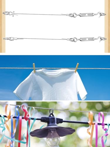 TooTaci 3mm Wire Rope Kit, 50M PVC Coated Stainless Steel Cable,Indoor Curtain Wire with M3 Thimbles, Crimp Sleeves & Carbon Steel Clamps, Ideal for Picture Hanging and Indoor Light Suspension - Image 3