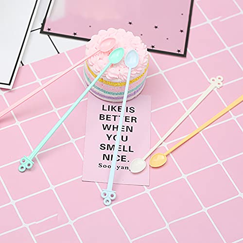 Cchude 120 Pcs Coffee Tea Stirrer Spoon Disposable Plastic Beverage Stirrer Stir Swizzle Sticks #TOP3