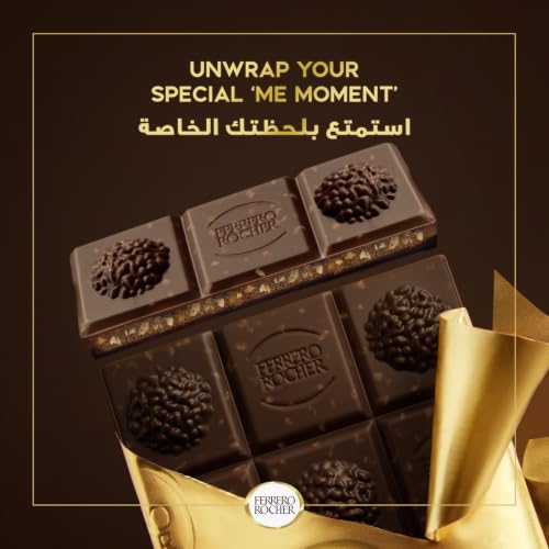 Image of Ferrero Rocher Dark Chocolate Bar, With Hazelnut And Cocoa Filling, Featuring 70% Cocoa Content In The Outer Layer 90g DECADENT (Product Of Italy)