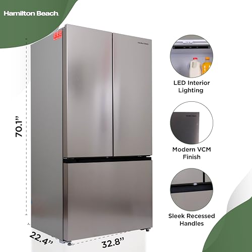 Hamilton Beach HBF1662 French Door Full Size Counter Depth Refrigerator with Freezer Drawer, 16.6 cu ft, Stainless on Fridge.com