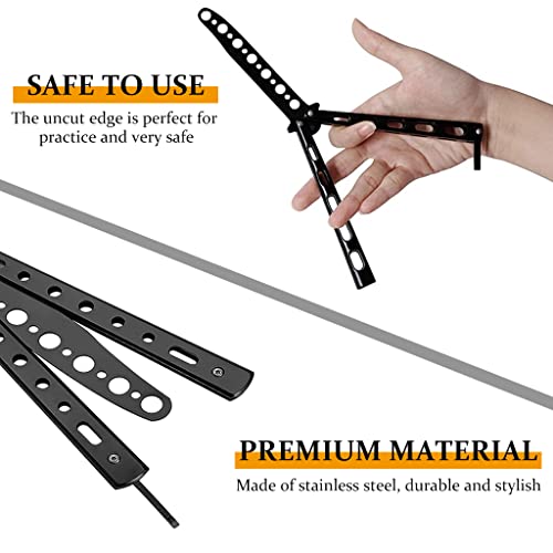 PROBEROS® Butterfly Knife Trainer for Beginners - Stainless Steel Balisong Practice Knife with Unsharpened Blade, O-Ring Latch, Copper Washer, and Skeletonized Handle Design for Safe Flipping Tricks