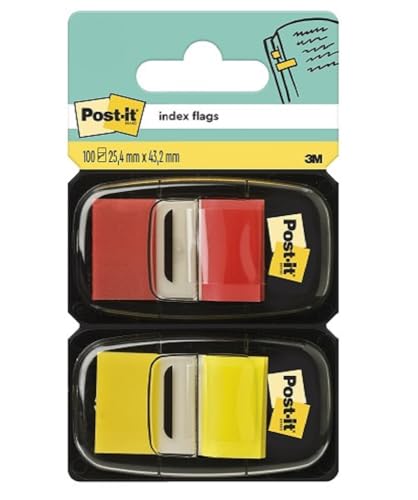 Image of Post-it Standard Page Flags in Dispenser 1in Wide, Red and Yellow 100 Flags, 680-R /Y2