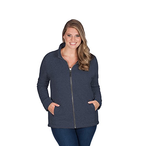 Veste en laine manteau court femme grande taille bleu chiné chaud XXXL