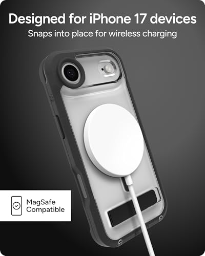 Image of ZAGG Rainier Case with Kickstand for iPhone Air - Black, Graphene 22ft (7m) Drop Protection, Lanyard Attach Points, MagSafe, Wireless Charging Compatible, 2-Piece Design, Phone Case