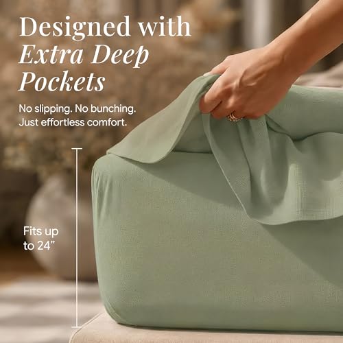 Image of Tribeca Living Queen Cotton Flannel Flat Sheet Only 170-GSM - Oversized 112 x 106 Inch Dimensions for Generous Bed Coverage - Soft Breathable Bedding in Green