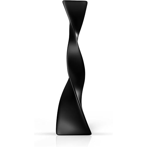 Black Ceramic Vase, 15.94 Inch Decorative Tall Slender Vase, Modern Flower Vase for Centerpiece, Shelf, Table, Living Room, Home Decor, Minimalist Twisted Creative Vase
