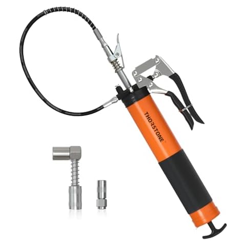 Thorstone Grease Gun Kit, 7000PSI Heavy Duty Pistol Grip Grease Guns Set | Loop & Lock Storage | 14oz Load Capacity | 18" Flex Hose | 1 Lock Coupler | 1 90 Degree Grease Coupler | 1 Basic Coupler Cover
