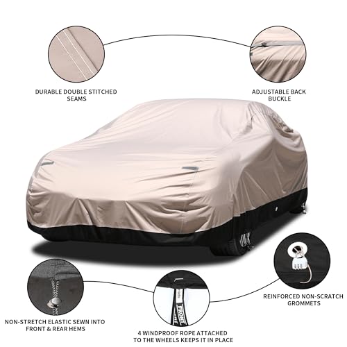Image of Coverado Car Cover Waterproof All Weather, Outdoor Car Covers with Locking Cable, Full Cover for Coupe Sport Car, Rain Snow UV Protection, Full Exterior Covers Universal Fit Sport Car (167 inch-172 inch)