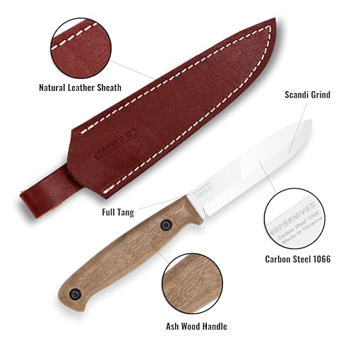 BPS Knives BS1FTS - Vollstahlmesser mit fester Klinge aus scharfem Karbonstahl mit Scheide - Kompaktes Überlebensmesser fürs Freie - Campingmesser – Bild 3