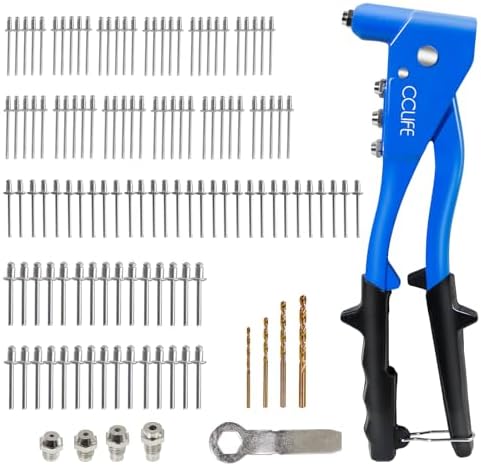 CCLIFE 120 Piezas Juego de Remachadora Manual Pistola Remachadora...
