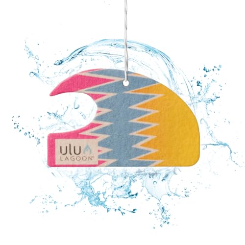 Image of ulu Lagoon Hanging Car Air Freshener | Tropical Beach Coconut Surf Wax Scent Mini Wave | Long Lasting Car Freshener, Closet and Beyond | Made In USA | 3 Pack (80'S)