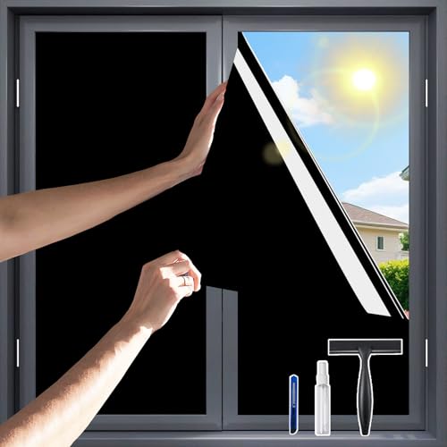 One Way Privacy Window Film，Flueen Shatterproof PET Window Tint for Heat Control & 100% UV...