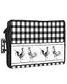 DecorLovee Outdoor TV Cover 80 to 85 Inches Weatherproof, Farmhouse Rooster Outdoor TV Enclosure with Remote Control Pocket, Rustic Black and White Plaid TV Screen Protectors for Outside TV