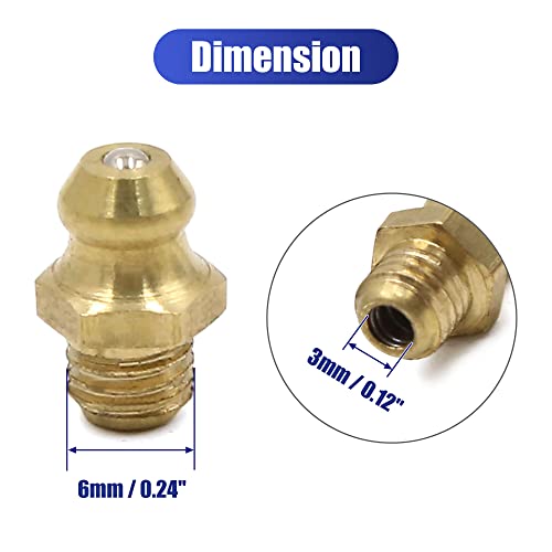 uxcell 16pcs 1/4 28 Teeth Thread Brass Straight Grease Nipple Fitting Universal for Motorcycle Car - Thumbnail 3