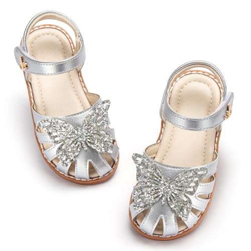 Image of THEE BRON Toddler Girls Closed-Toe Sandals Sweet Retro Cutout Summer Dress Shoes
