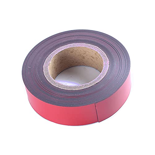 Magnetic Tape Roll Color Magnet Strips - Dry Erase Whiteboard Graphic Art Tape/ 40mmx33ft Grid Marking Line Shelf Label Tape(red)
