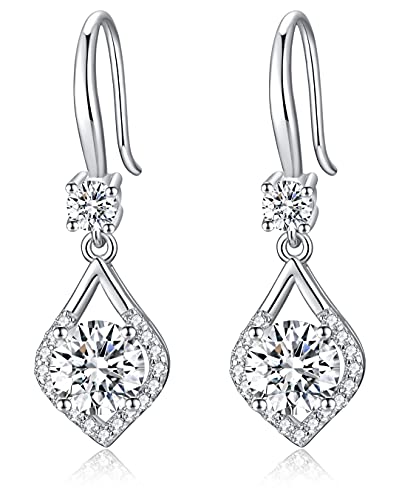 2-4CT Moissanite Dangle Earrings, Mermaid Tear D Color Ideal Cut Simulated Moissanite 925 Sterling Silver Earrings for Women with Certificate of Authenticity