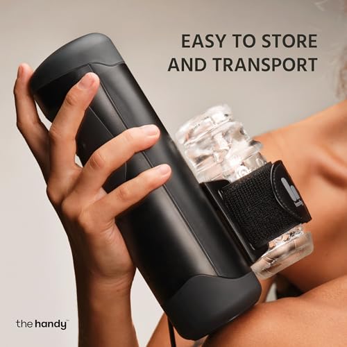 the handy masturbator with handsfree desk mount and cup bundle - interactive male stroker - adult sex toys