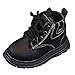 Boys Girls High Top Combat Ankle Boots Kids Waterproof Leather Fall Winter Warm Snow Boots Outdoor Hiking Shoes Toddler Non Slip Soft Plush Cotton Boot Fashion Lace Up Walking Shoes(Black,6)