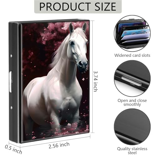 Credit Card Holder, Horse Design Mini RFID Blocking Aluminum Wallet Slim Metal Hard Case Shell Travel Wallet ID Case Small Credit Cards Case Business Cards for Women Men Girls2