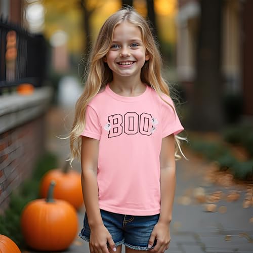 Halloween Shirts for Girl Boy Embroidered Boo Ghost Graphic T-Shirt Kids Funny Spooky Season Short Sleeve Tee Tops4