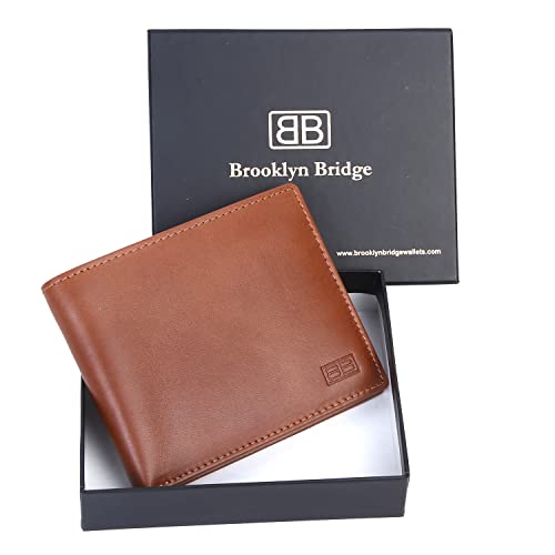 Image of Brooklyn Bridge Genuine Leather Slim Wallets for Men VT Blue Men's Genuine Leather Wallet RFID Blocking Bifold, Branded Quality Mens Wallet, Compact Minimalist, Thin Front Pocket, Stylish Gift Set