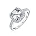 Art-Deco-Stil Quadratische Zirkonia AAA Cz Asscher Schnitt 925 Sterling Silber Pave Band Versprechen 3Ct Verlobungsring