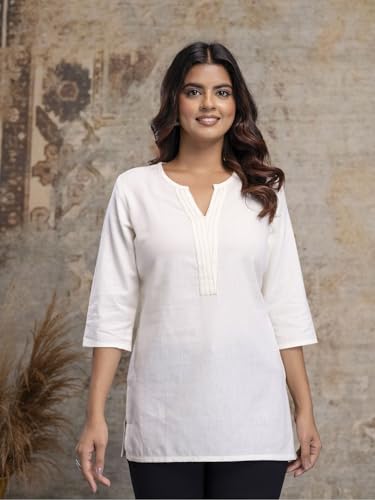 Image of Elegant Short Kurti for Women - 3 /4 Sleeves | Round Neck | (S to XXL)