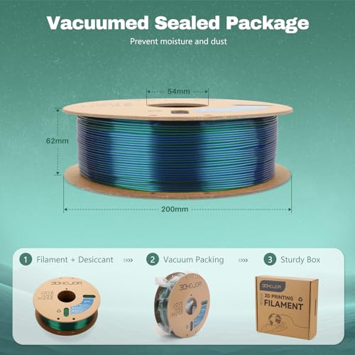 Image of 3DHoJor Silk PLA Filament 1.75mm Blue Green Dual Color PLA 3D Printer Filament 2 in 1 Coextrusion 1KG Spool(2.2lbs) 3D Printing Filament Dimensional Accuracy + /- 0.03mm Fits for Most FDM 3D Printers