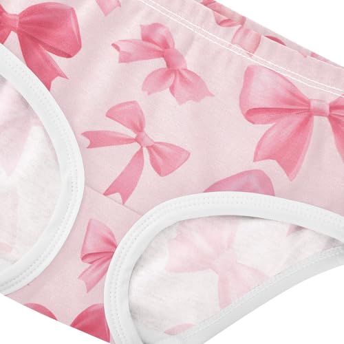 Wusikd Pink Bows Ribbons Girls' Underwear Cotton Girls Briefs Soft Toddler Underwear 2T4