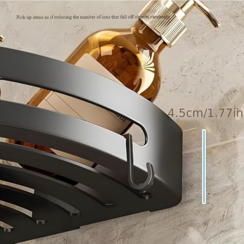Image of TEKCOOL Bathroom Organiser, Plastic Self Adhesive Bathroom Shelf for Wall Corner, Washroom Organizer, Bathroom Rack Stand Without Drilling (Set of 2)