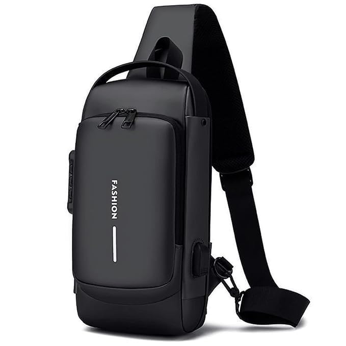 nirbhi PU Leather Bag, Anti-Theft Sling Backpack with USB Charging Port, Single Shoulder Bag, Crossbody Chest Bag for Men, Women, Waterproof, Travel Shoulder Sling Bags for Hiking, Cycling, Travel-picture-28