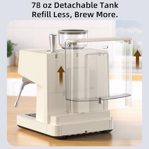 Image of (2026 Upgrade) 15 Bar Espresso Machine with Built-in Anti-Clog Coffee Grinder, Expresso Coffee Machines with Milk Steam Wand /Frother /Tamping Tools,Espresso Maker with Grinder for Lattes-Almond