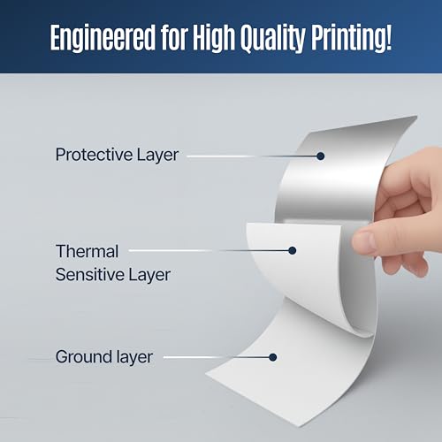 Image of Seznik Silver Waterproof, Non-Tearable, Sticky Thermal Lables, Label Roll, 2 inch Adhesive Thermal Labels for Label Printers (50mmx30mm - 1250 Lables)