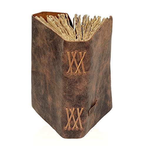 Large Vintage Leather Journal - Antique Handmade Leather Bound Journal With Deckle Edge Paper For Men And Women Diary - Leather Sketchbook - Drawing Journal Notebook - Great Gift (Vintage Brown,8"X6") #TOP4