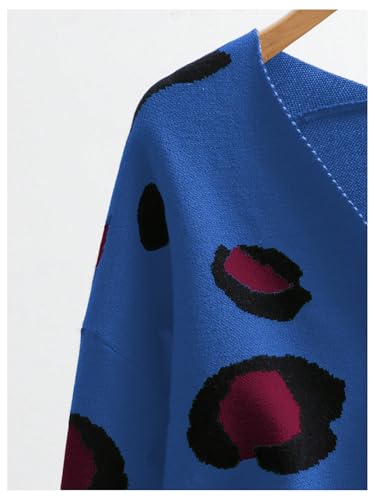 Image of WDIRARA Women's Leopard Tiger Print Cardigan V Neck Long Sleeve Color Block Button Down Sweater Outwear