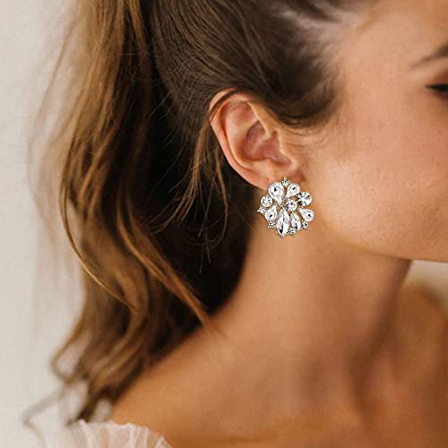 Aretes Florales Clip-on con Cristales para Mujer miniatura 3