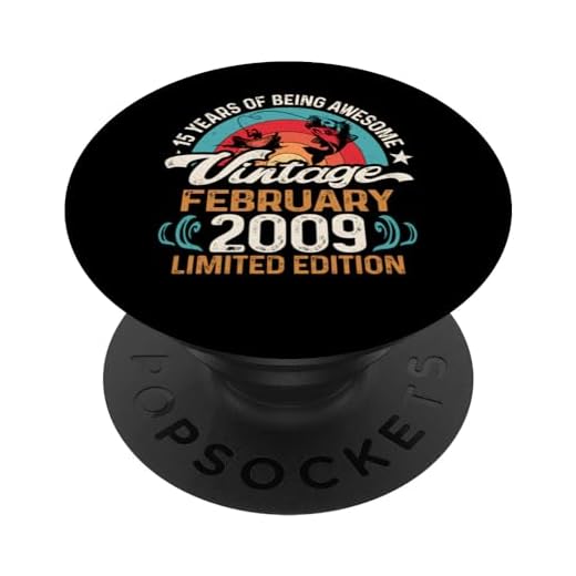 Retro 15 Cumpleaños Febrero 2009 15 Años De Edad Amantes De La Pesca PopSockets PopGrip Intercambiable