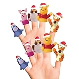 Disney Winnie The Pooh 10 Piece Holiday Finger Puppet Set - Educational Play, Party Favors, Bath and Pool Toys, Snow Fun, Playtime Activities